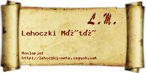 Lehoczki Máté névjegykártya